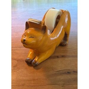 Vintage Figi Graphics 2001 Resin Stretching Orange Tabby Cat Tape Dispenser